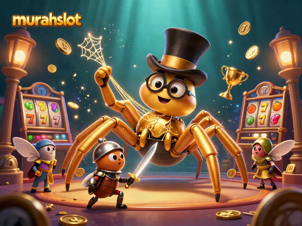 Gandakan peluang menang dengan murahslot, simbol jackpot dan karakter unik di dunia kasino.