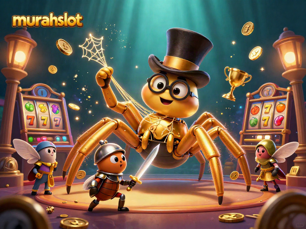 Gandakan peluang menang dengan murahslot, simbol jackpot dan karakter unik di dunia kasino.
