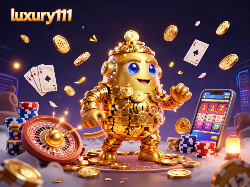Experience the thrill of luxury111 with vibrant casino action featuring a golden golem and rich game elements.
