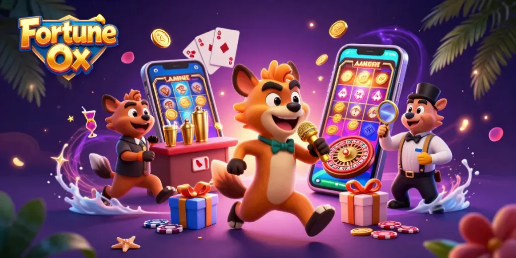 หมุนเกมสล็อต Fortune Ox และชนะที่คาสิโนในภาพการ์ตูน 3D สุดมันส์