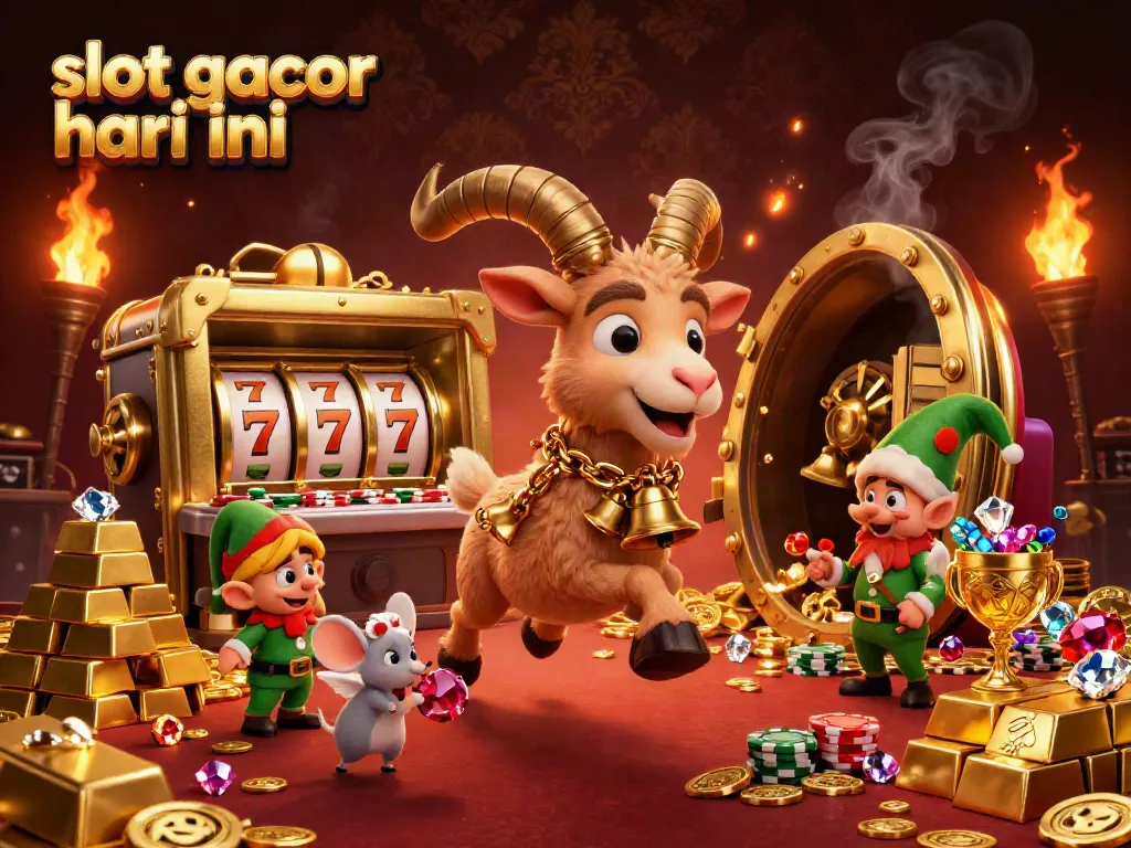 Slot gacor hari ini menampilkan ilustrasi kasino menakutkan dengan karakter lucu dan banyak harta karun.