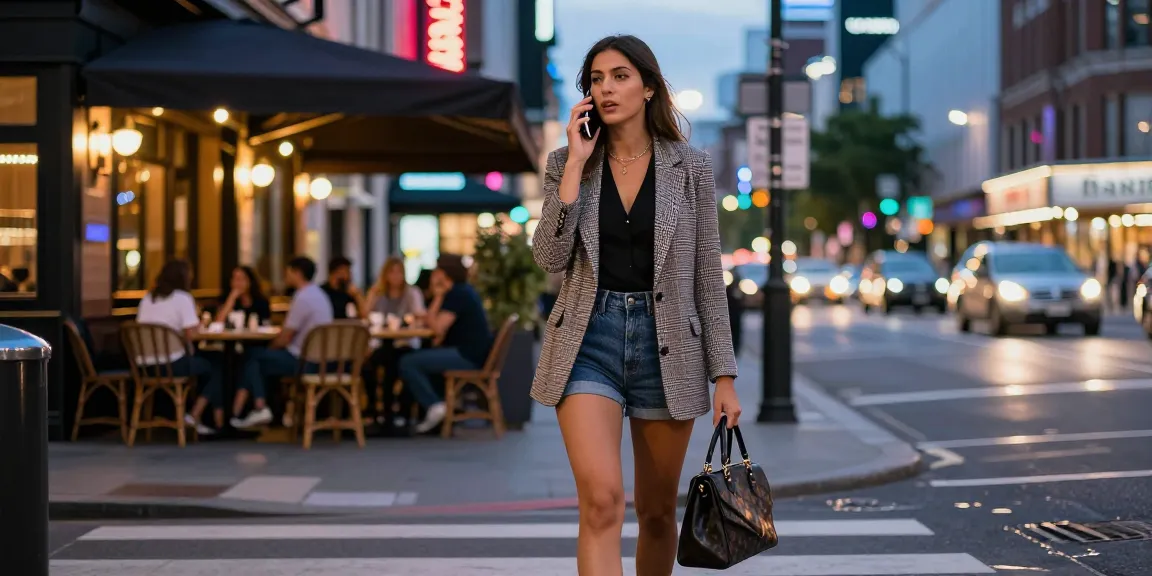 Gái gọi đêm phố thị với trang phục phong cách, nói chuyện qua điện thoại.