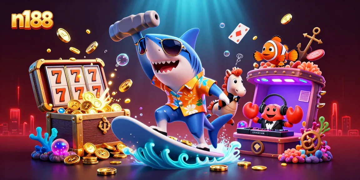 Experience thrilling jackpot wins with n188 in this vibrant underwater casino scene.