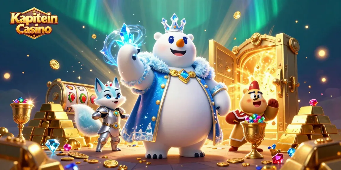 Kapitein Casino menghadirkan suasana kasino dengan raja polar dan rubah bersenjata dalam ilustrasi 3D.