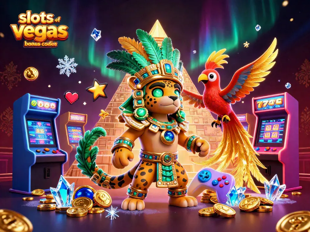 Experience exciting slots of vegas bonus codes with this vibrant 3D casino illustration