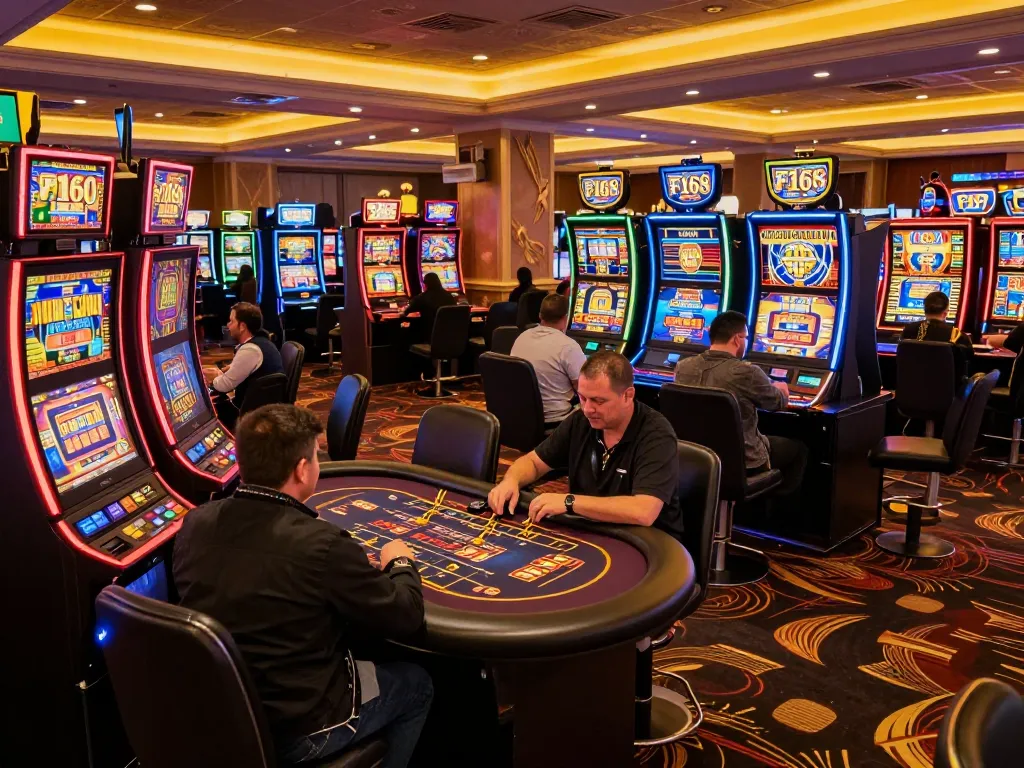 Players enjoying slot machines at F168, showcasing the excitement of online gambling