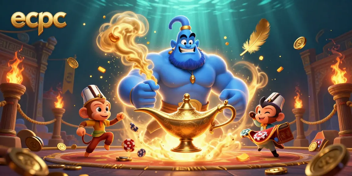Play slots at ecpc’s vibrant virtual casino with a genie and dynamic animation.