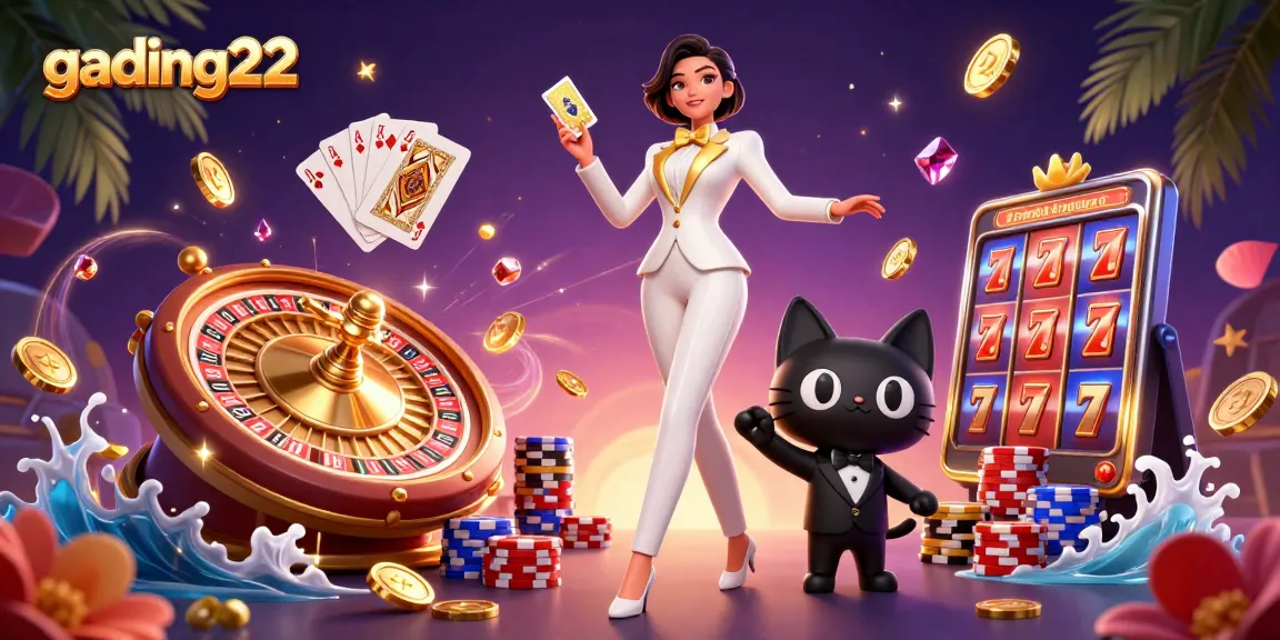 Engage with gading22 slot games featuring glamorous characters, golden coins, and vibrant casino elements.