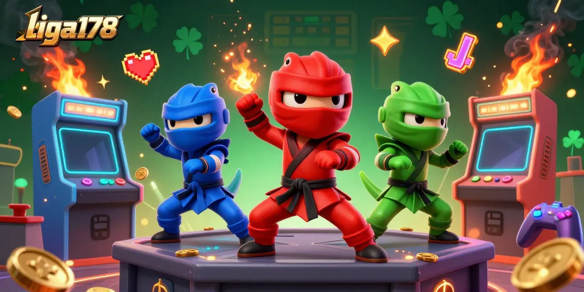 Gambarkan aksi menarik liga178 dengan ninja chameleon yang beraksi di kasino digital penuh warna.