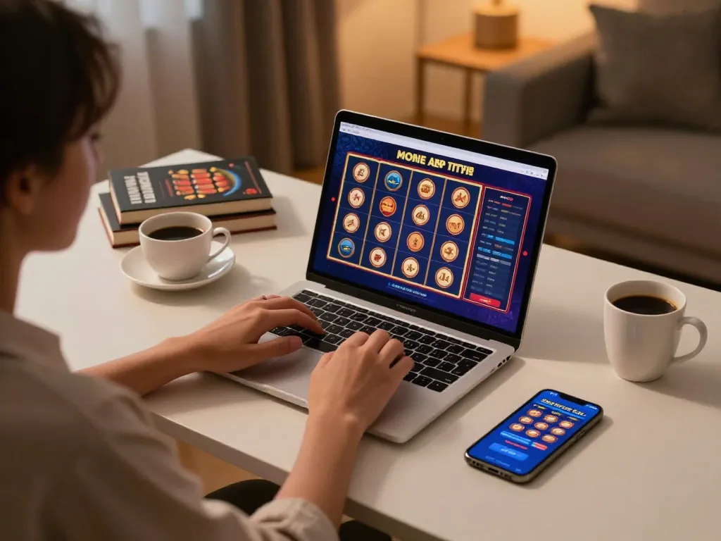 Player engaged with SpinAdvisor's mobile gaming interface, illustrating modern gambling strategies.