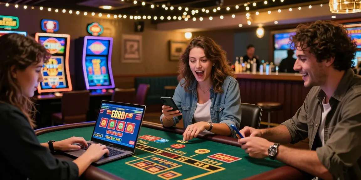 Engaging scene at online casinos that accept credit cards with friends enjoying games and bonuses.