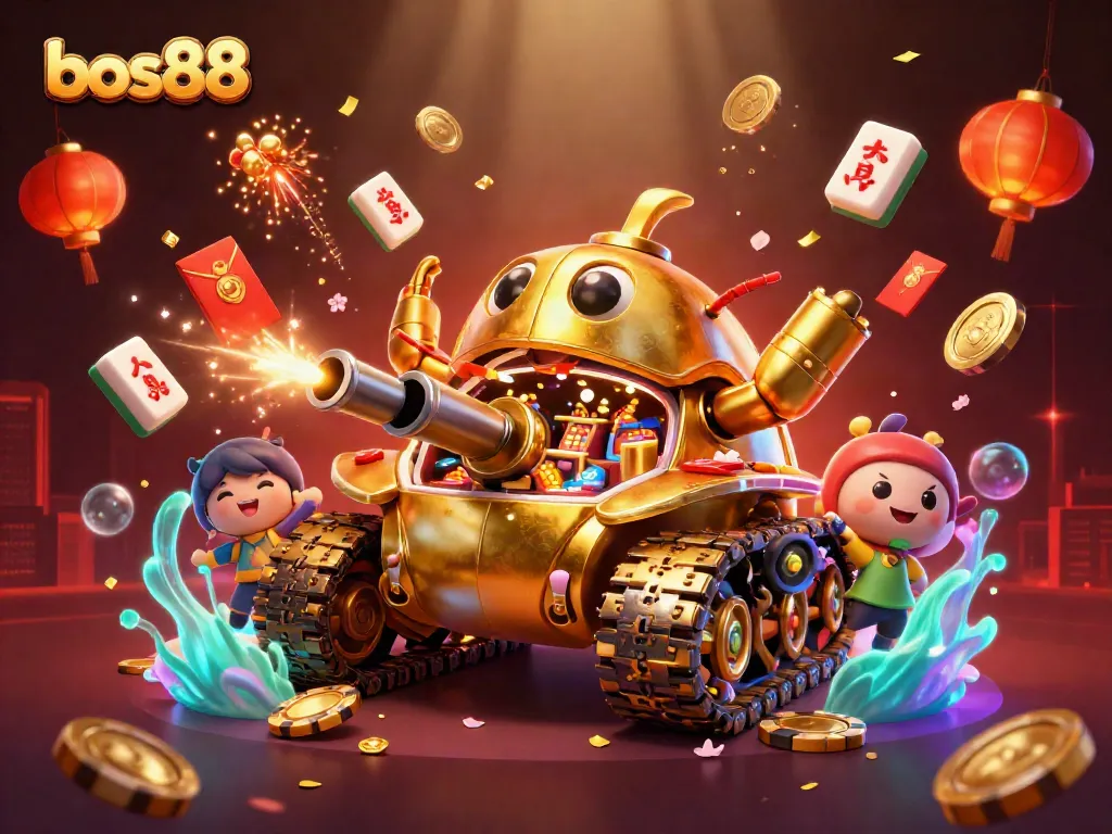 Play exciting games at bos88 while enjoying a vibrant mini casino experience inside a golden beetle tank.