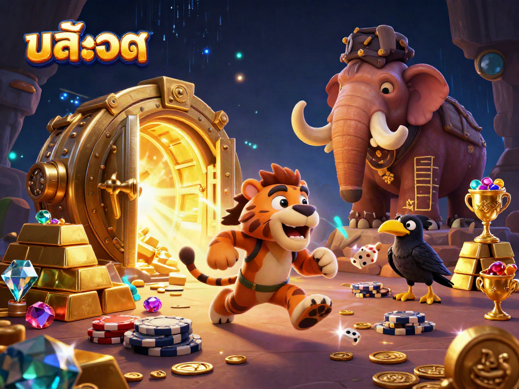 ภาพการ์ตูน 3D ของผู้ชายถ้ำเล่นเกมสล็อตในคาสิโนโบราณ สล็อต ออนไลน์ที่น่าตื่นเต้น