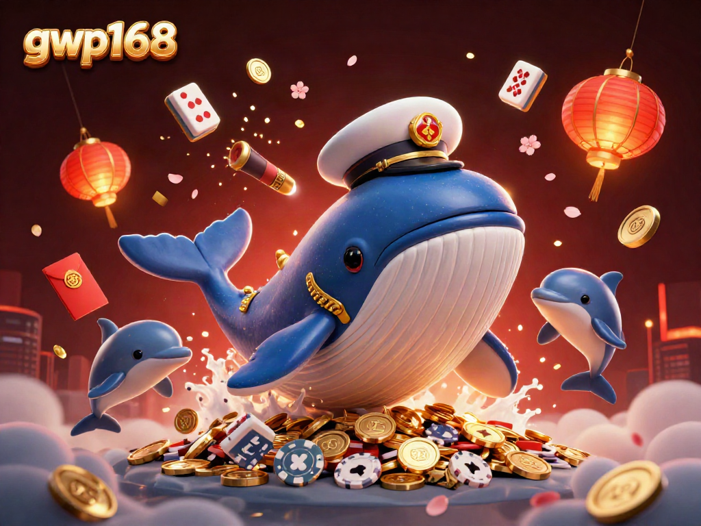 GWP168 menghadirkan momen slot jackpot dengan ikan paus 3D berkapten dan delfin menghibur.