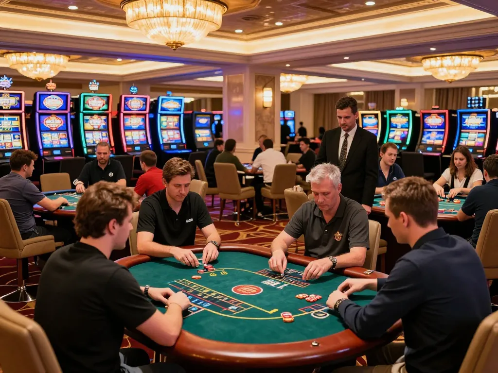 Players engaging in thrilling gameplay at mm88 casino, showcasing vibrant tables and colorful slot machines