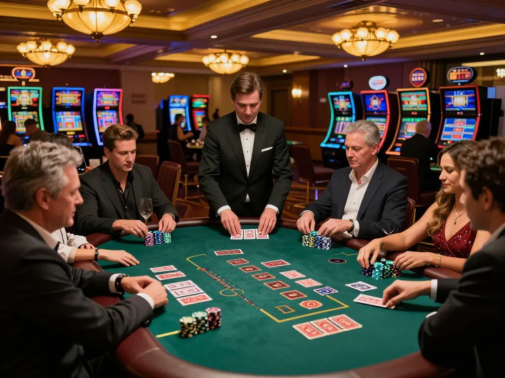 Experience the excitement of blackjack gameplay at casinosscope with players and dealers in action