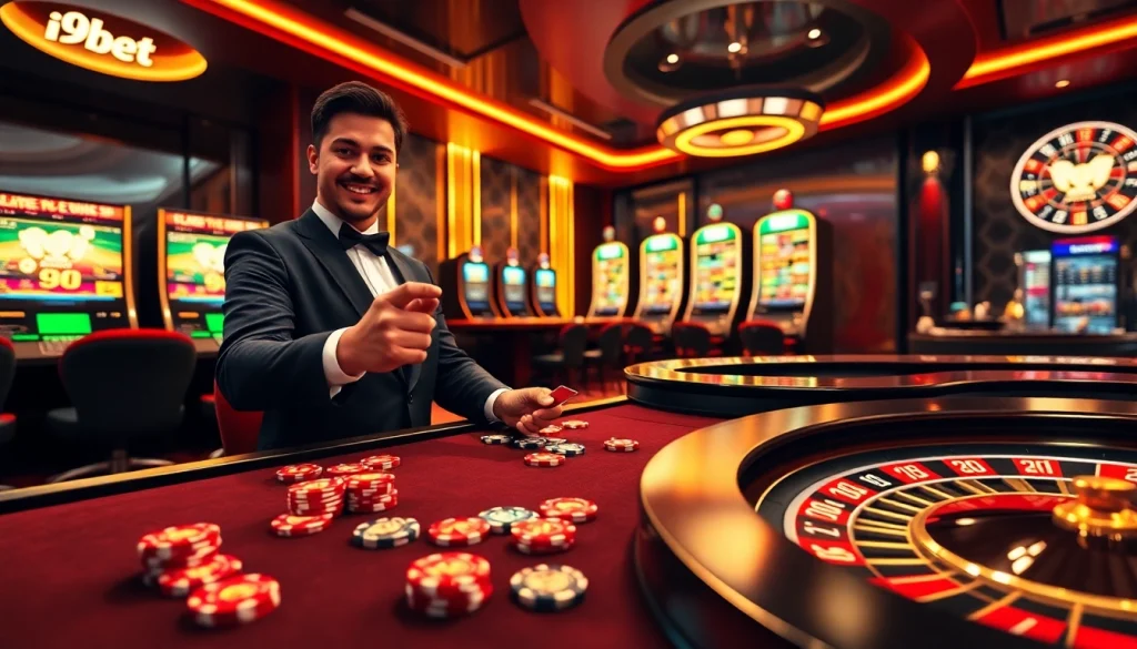 Experience the excitement of i9bet gaming with a vibrant online casino setup, showcasing luxury and thrill.
