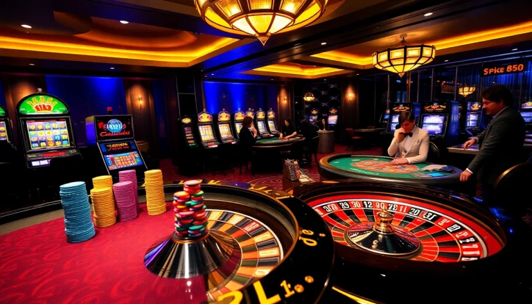 Experience the excitement of RR88 with players enjoying high-stakes games at a luxury casino.