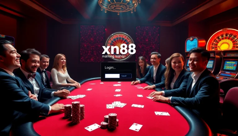 Experience thrilling gameplay at xn88 đăng nhập with vibrant casino visuals, featuring poker tables and engaging players.