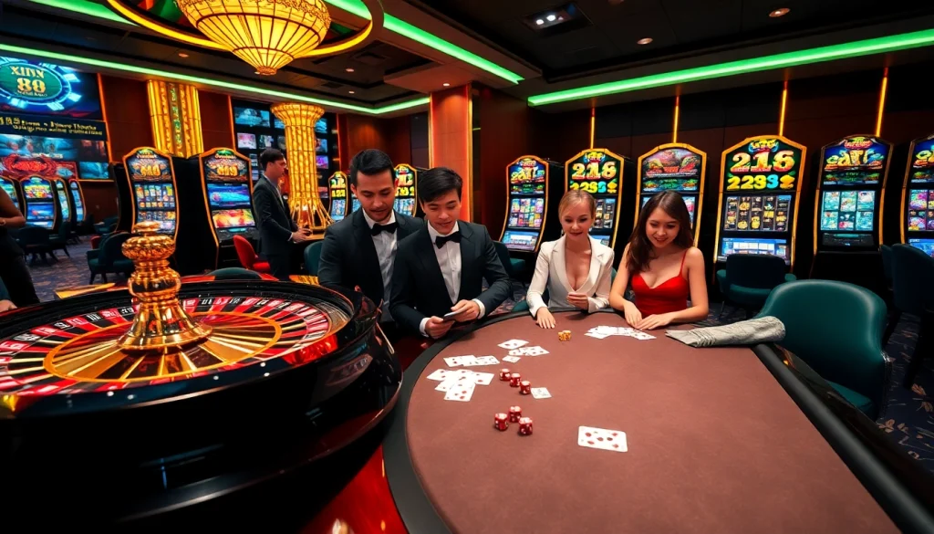 Exciting gaming action at Xin88 casino, featuring poker chips and cards on a lavish table.