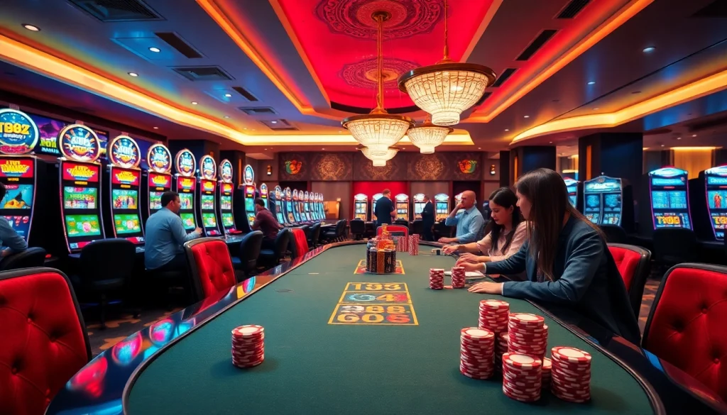 Experience the excitement of tg88 gaming at a luxurious casino table filled with vibrant poker chips.