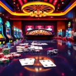 Online gambling excitement at nhacaiuytinvn.us.com with luxury casino tables, chips, and digital betting interfaces.
