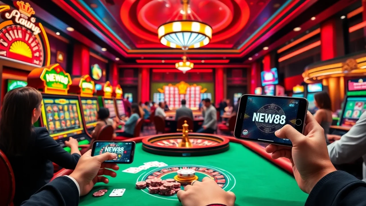 Experience the thrill of NEW88 with players enjoying vibrant casino games online.