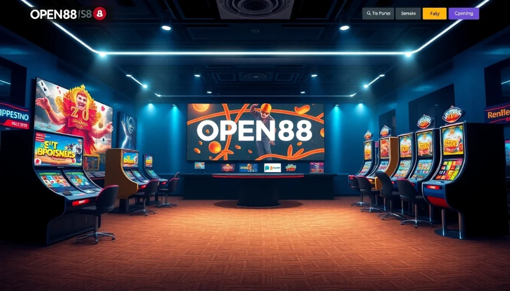 OPEN88 online gaming interface with vibrant visuals and secure features