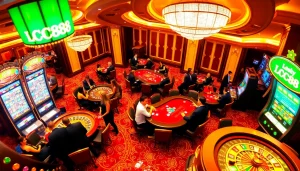Experience the excitement of gambling at LC88 casino with players enjoying roulette and blackjack.