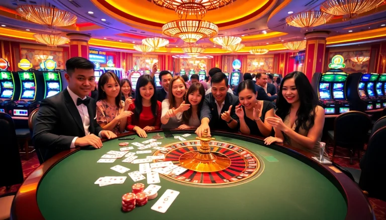Experience the excitement of 789win vip with a vibrant casino scene featuring roulette wheels and poker tables.