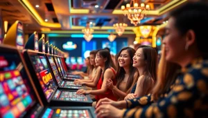 Engaging scene of players enjoying games at GO88, showcasing excitement and luxury in online gaming.