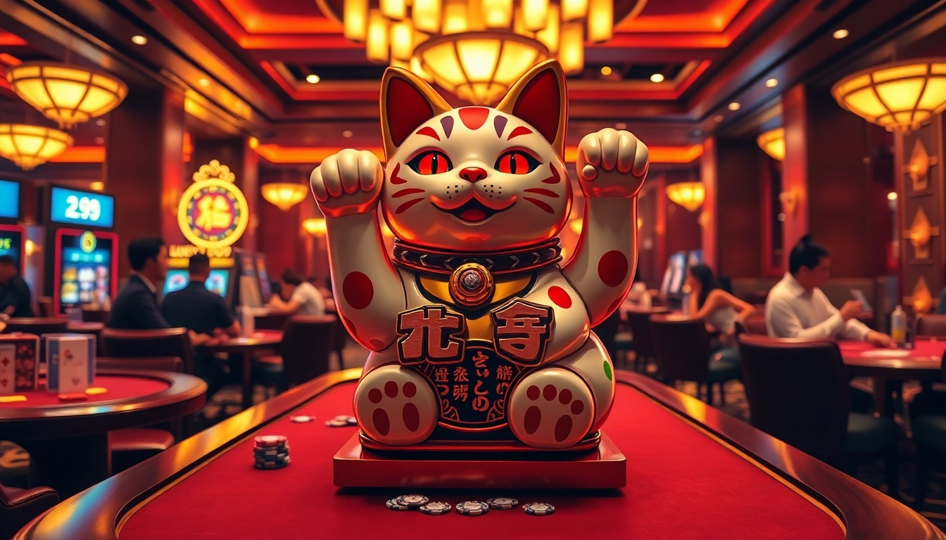 Experience the thrill of Lucky Neko PG Soft ฟีเจอร์พิเศษ with an exciting casino atmosphere.
