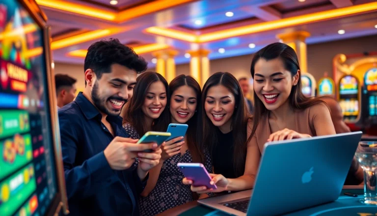 Exciting online gaming experience at https://789winn.clothing/ with diverse players enjoying mobile casino games.