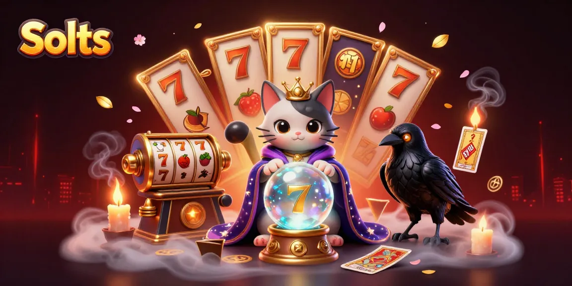 Experience thrilling Slots with vibrant 3D illustration showing lucky symbols and mystical characters.